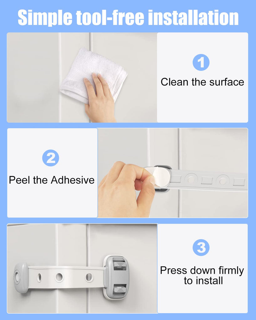 Fridge Locks,Refrigerator Door Lock,Child Proof Safety Cabinet Lock with Strong 3M Adhesives,Fridge Locks for