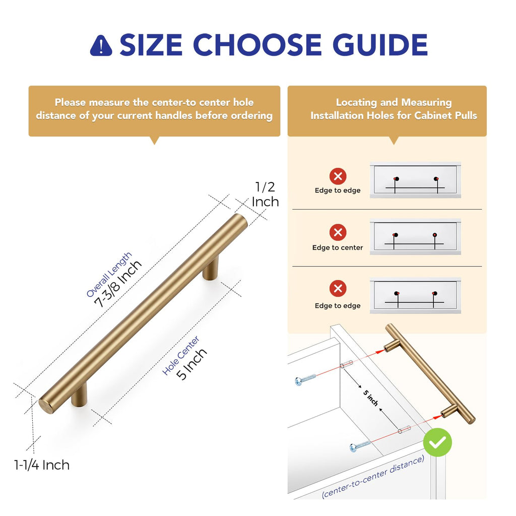 Champagne Bronze Cabinet Handles 5 Inch Hole Center 30 Pack