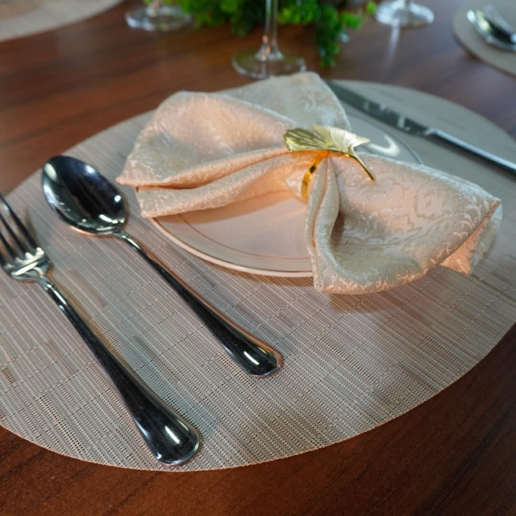 Oval Placemats Set of 4 for Dining Table Washable, Cream
