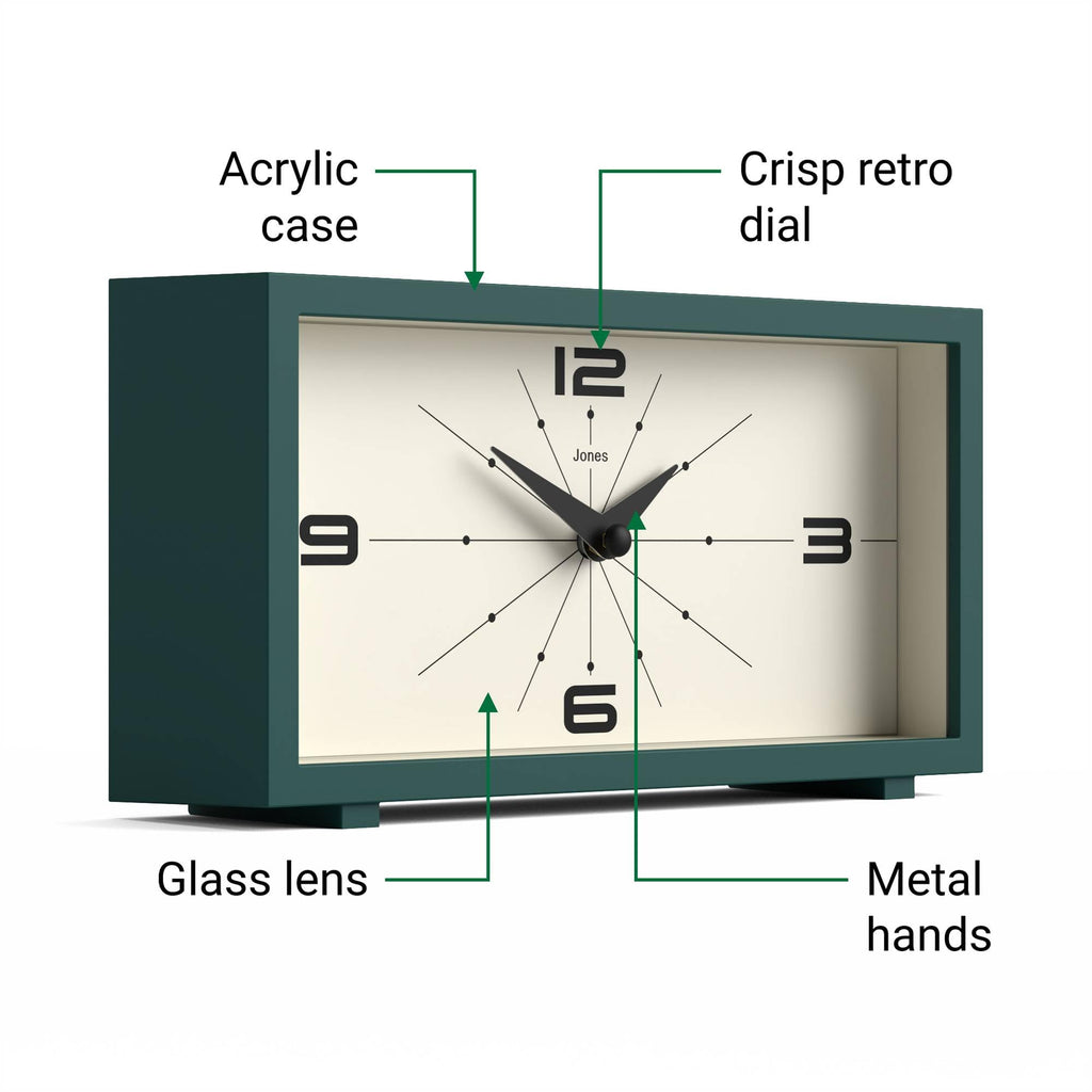 Odeon Desk Clock | Modern Rectangular Design | Dark Green