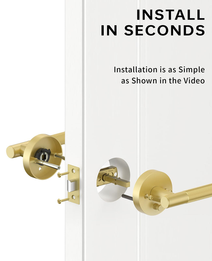 4 Pack Brushed Gold Privacy Interior Door Handles
