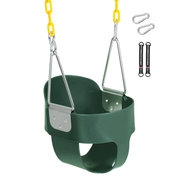 Toddler Swing Seat with Coated Chains, Heavy Duty Kids High Back Bucket Swings with Tree Straps and Hooks for