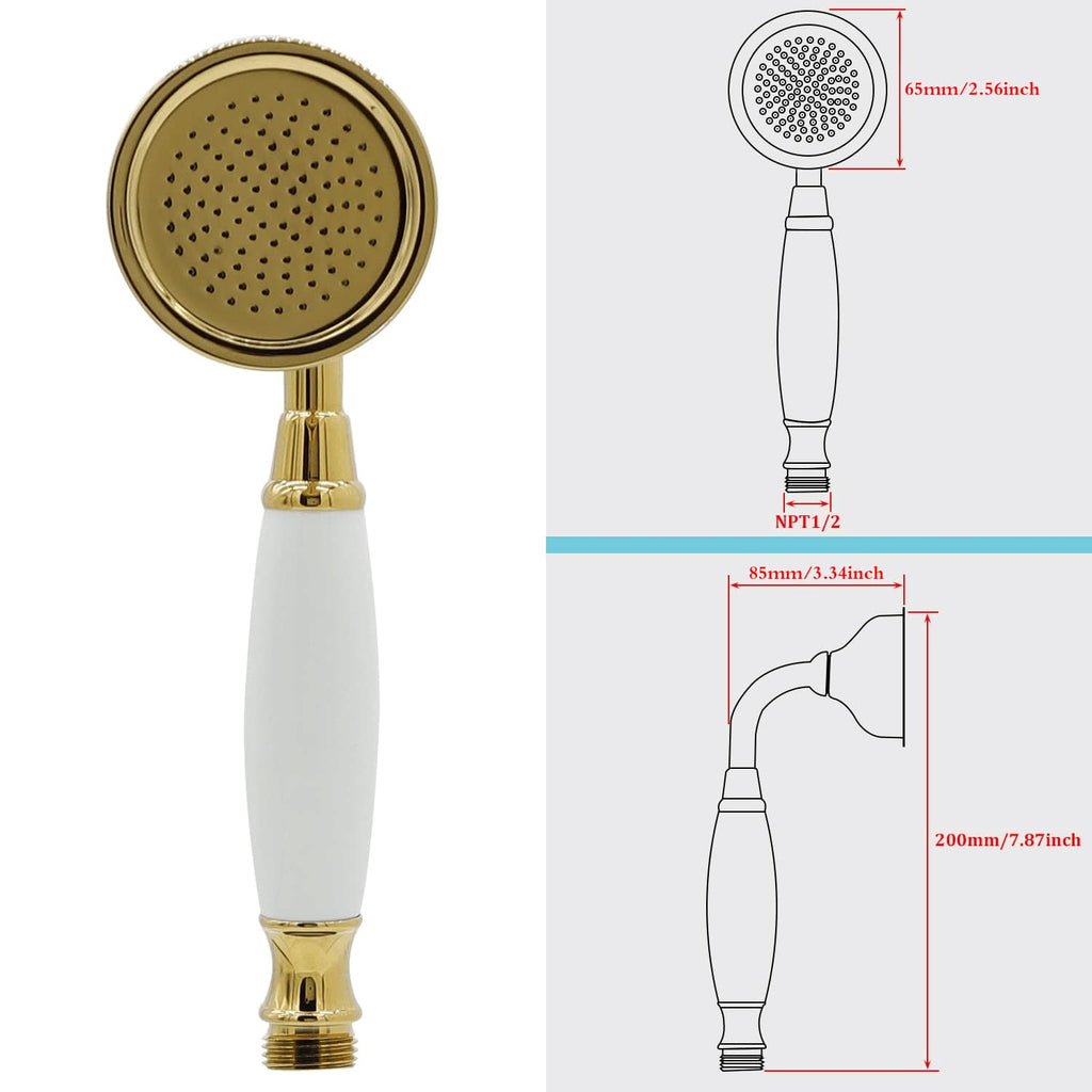 Vintage Handheld Shower Head with 59" Flexible Hose, Gold
