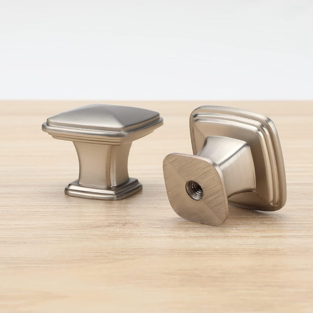 30 Pack Cabinet Knobs Brushed Nickel Drawer Knobs Silver Square Kitchen Hardware Satin Nickel Door Handles ,Zinc Alloy
