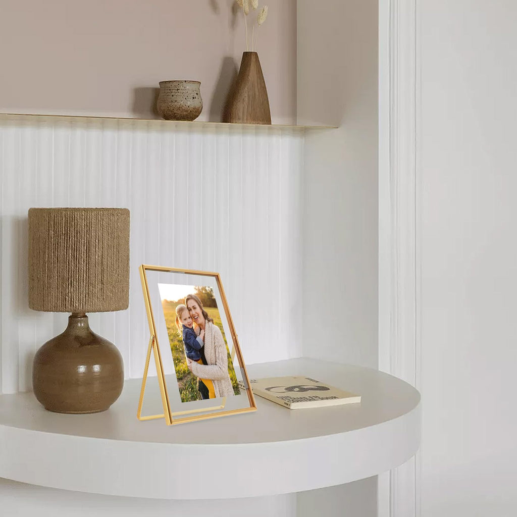 Gold Floating Frame, 7×9 in, Portrait, For Picture 6x8, 5x7
