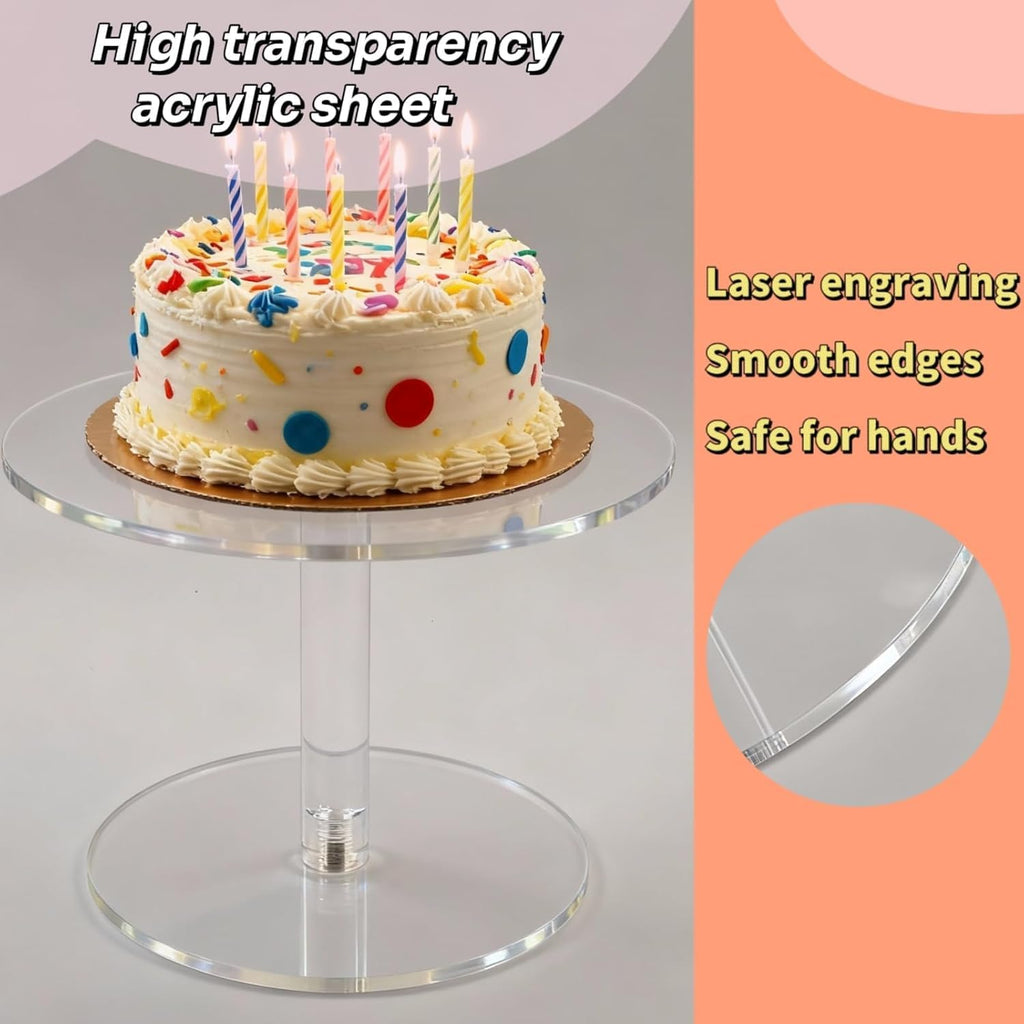 Acrylic Cake Stand for Dessert Table, 9.8 Inch Clear Round Cupcake Stand Display Riser for Birthday Party Wedding