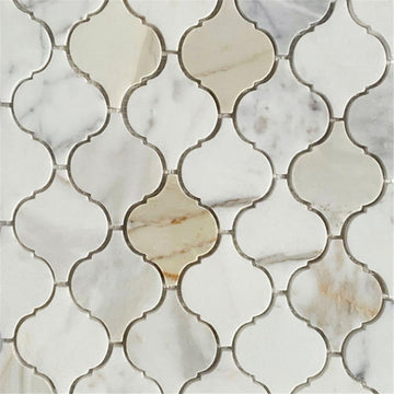 Calacatta Gold Marble Arabesque Lantern Marble Mosaic Floor and Wall Tile Backsplash, Wall Tile , Shower Wall Tile