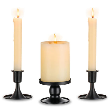Unity Candle Holder - Black Unity Candle Holders for Weddings, Metal Black Unity Candlestick Holder Set of 3