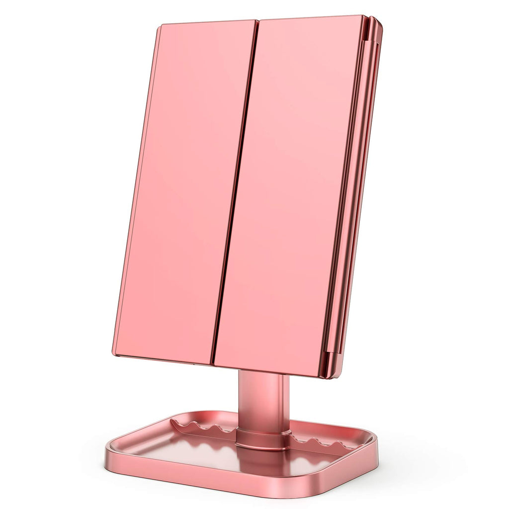Magnifying Vanity Mirror with Light, Trifold Makeup Mirror