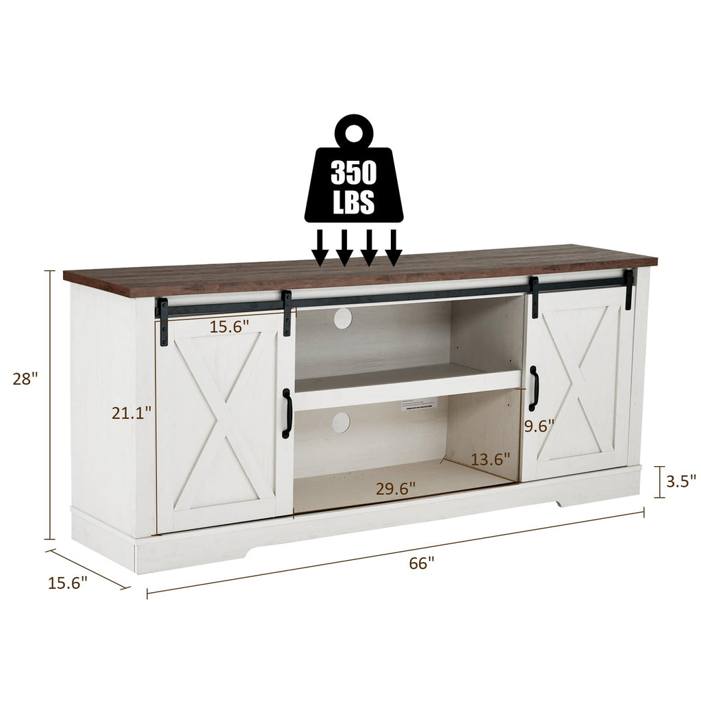 65" TV Stand, Entertainment Center, White