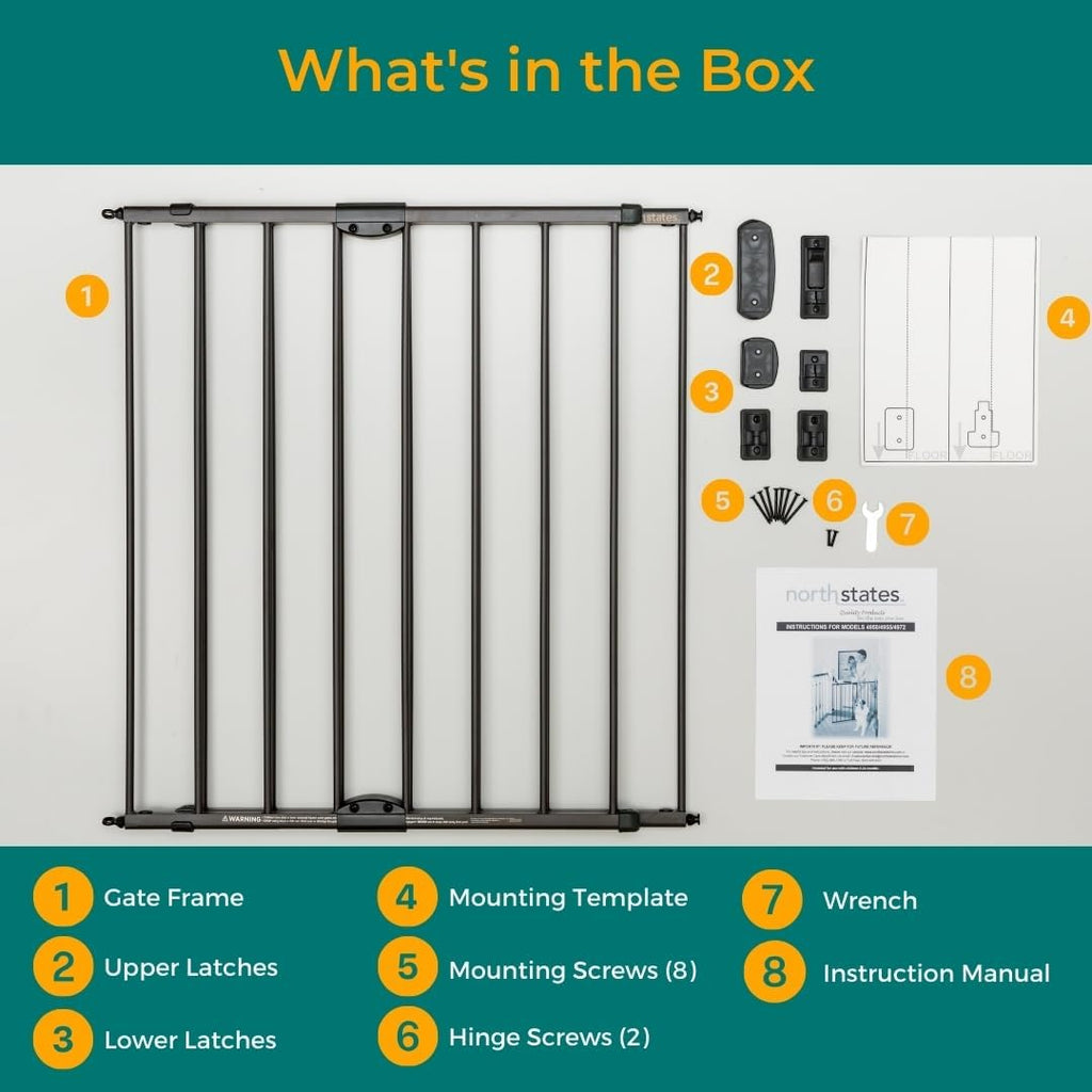 Windsor Walk Thru Pet Gate: 28.68" - 47.85" Wide Dog Gate. Hardware Mount, Dog Gates for The House, Cat Gate