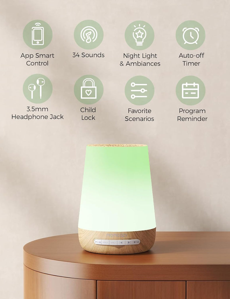 Smart Baby White Noise Sound Machine with App Control & Night Light