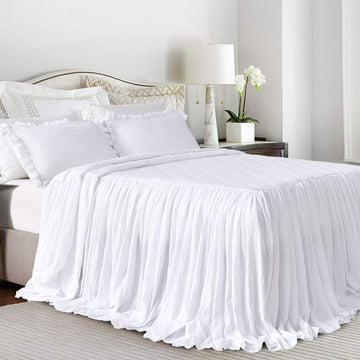 Ruffle Skirt Bedspread French Country Bedspread White 3 Piece Set