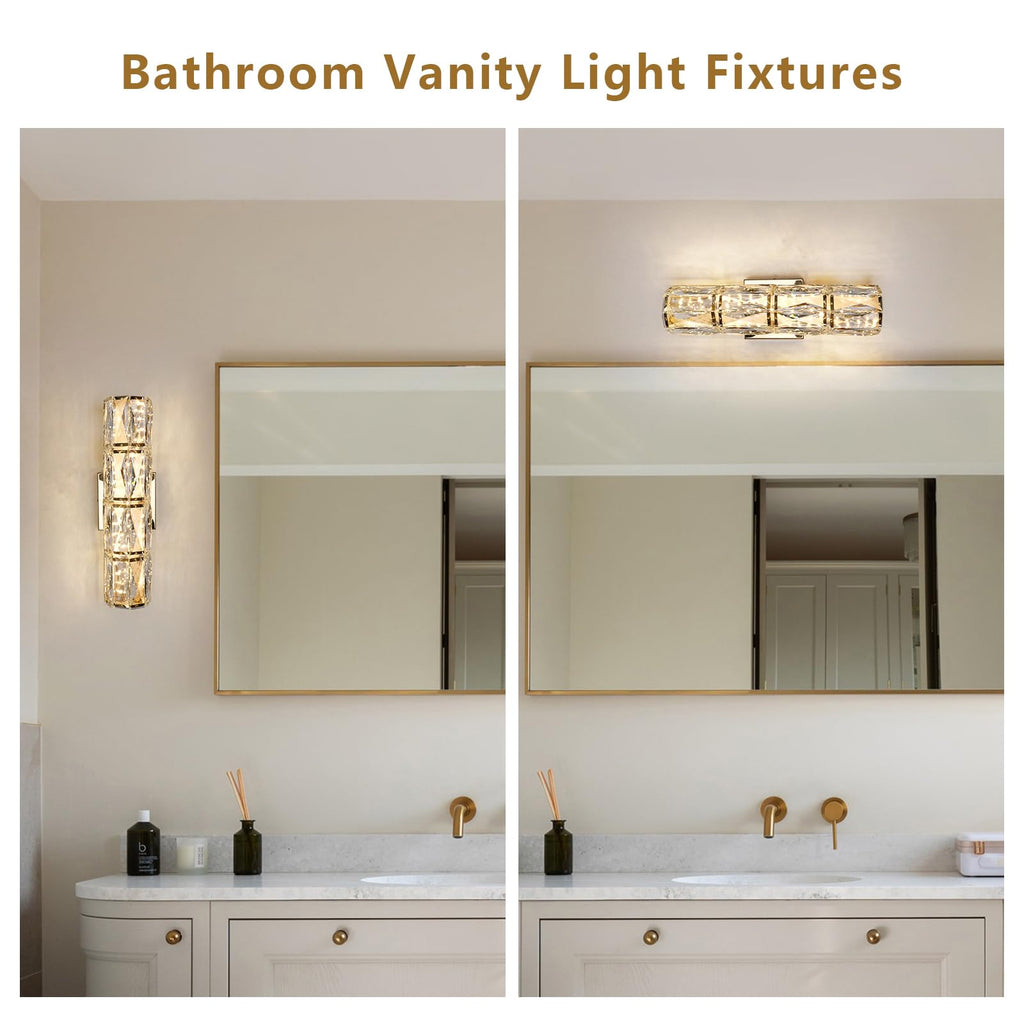 Gold K9 Crystal Wall Sconce, Hardwired LED Wall Light