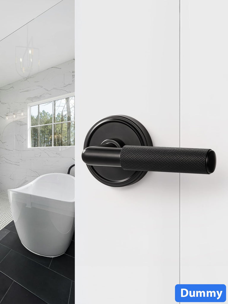 Knurled Door Lever Black Double Dummy Door Handle, 1 Pack