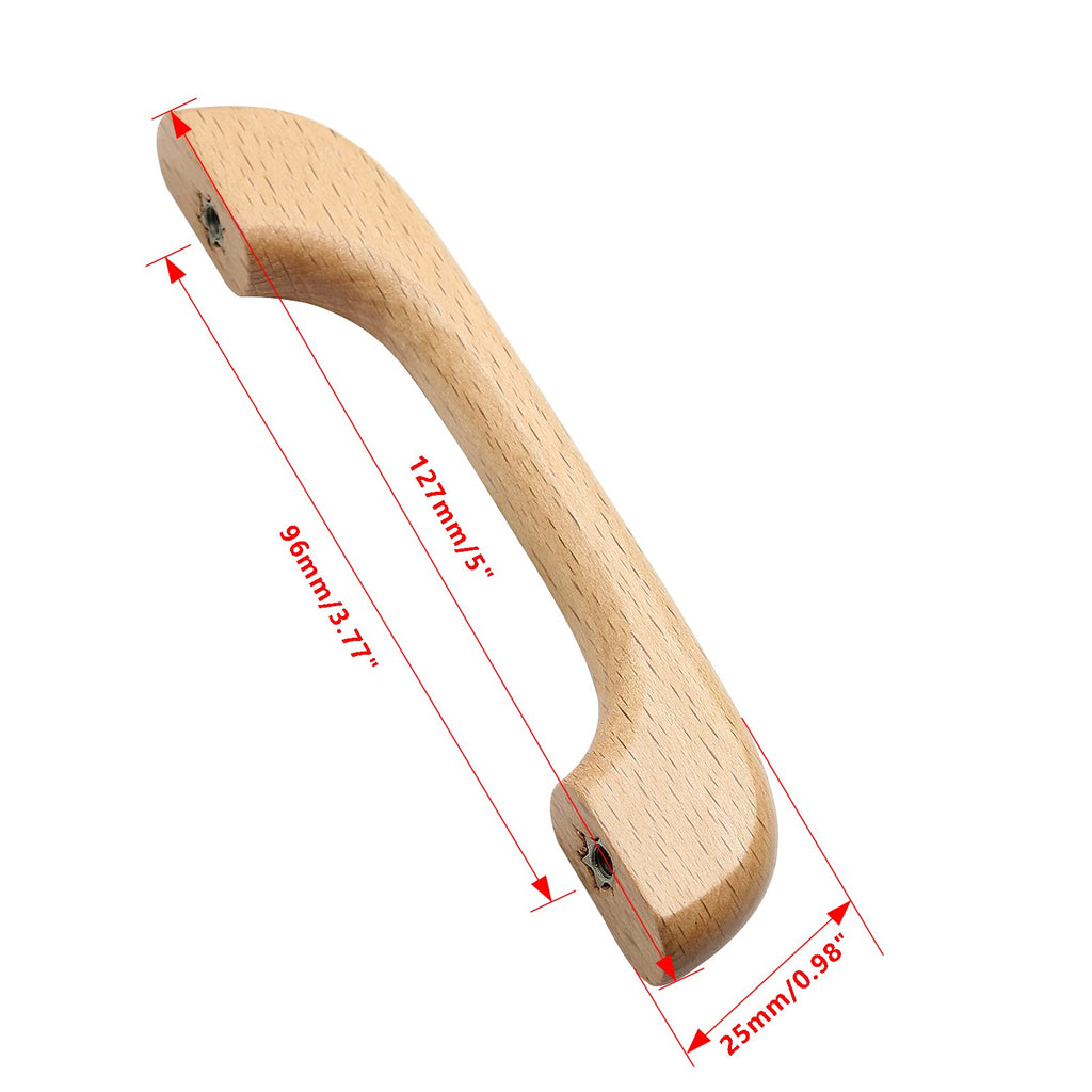 10 Pcs Natural Wood Cabinet Pulls, 5" Length, 3-3/4" Hole Spacing