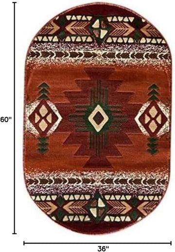 Southwest Native American Navajo Aztec Tribal Indian Rust Carpet Area Rug (3' X 5' Oval)