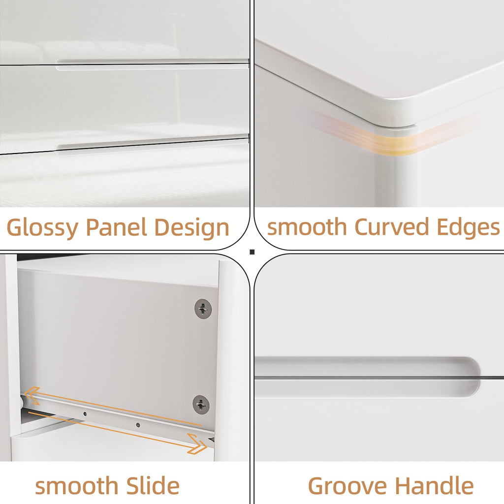 High Gloss Dresser, 47.2" Wide 6 Drawer Dresser, White