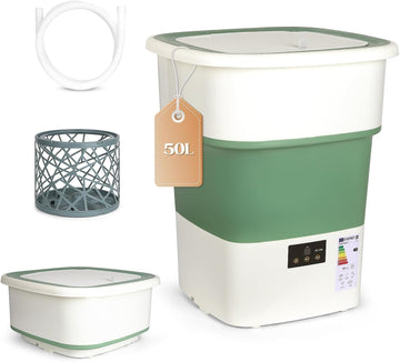 Portable Washing Machine, 1.8 Cu.Ft Large Capacity Foldable Washer with Spin Basket & 150W Motor, Timer Control for