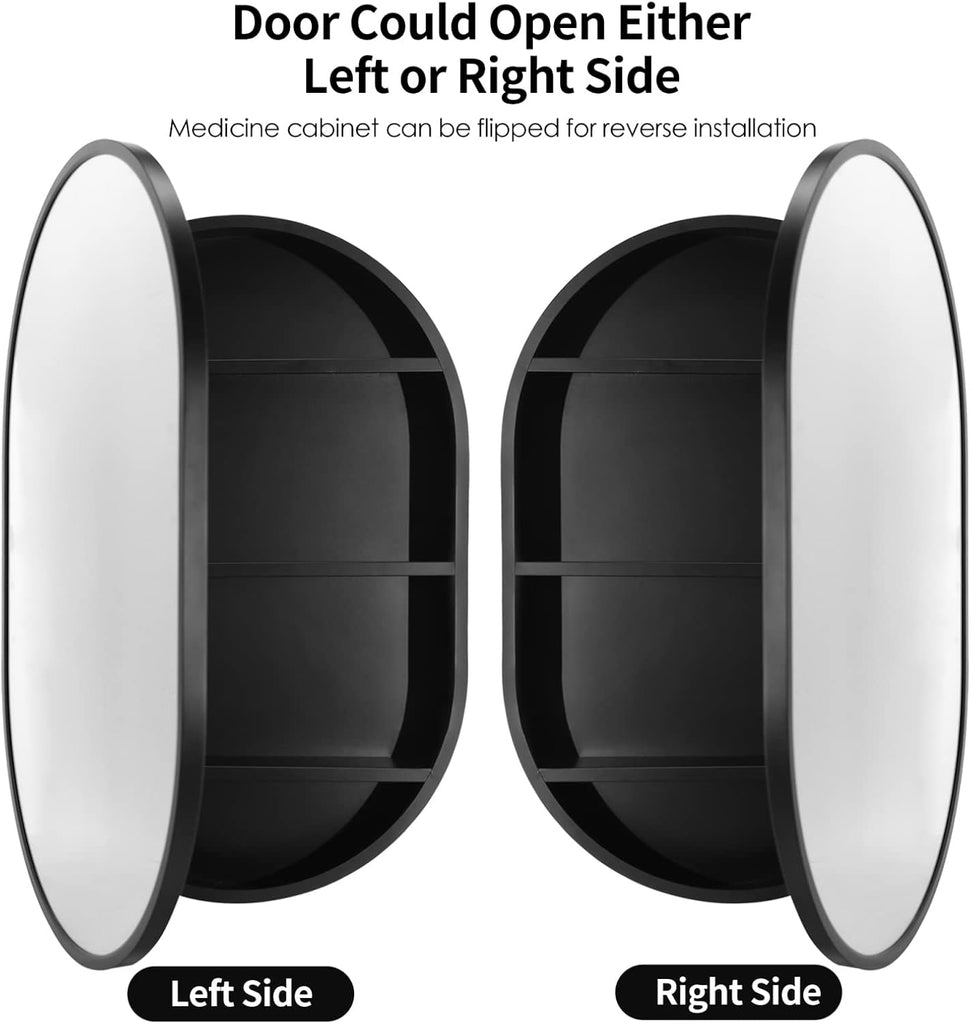 21 Inch x 31Inch Oval Medicine Cabinet Mirror Bathroom Wall Storage Cabinet Mirror Surface Mount Installation