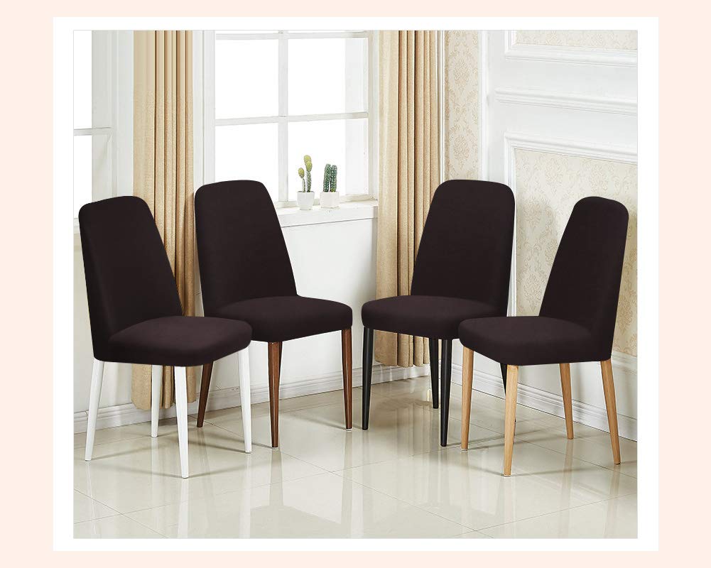 4 Pack Super Fit Stretch Removable Washable Short Dining Chair Protector Cover Seat Slipcover, Ceremony, Banquet