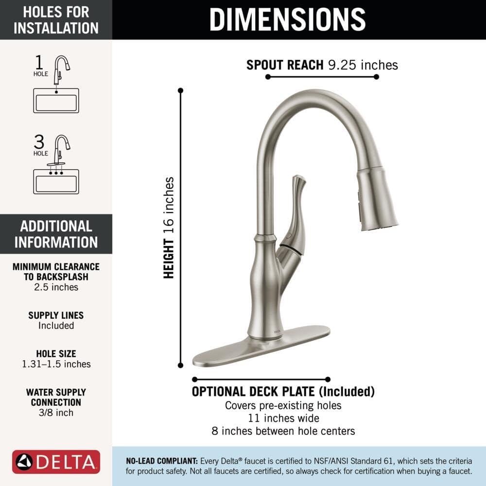 Ophelia Brushed Nickel Kitchen Faucet with Pull Down Sprayer, Modern Single Hole Kitchen Sink Faucet, Single Handle