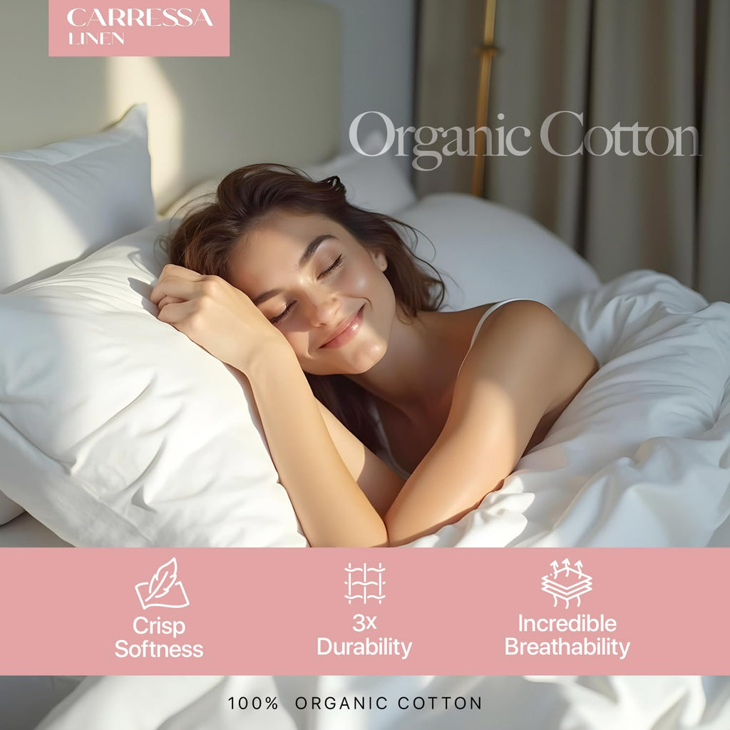 Organic Cotton Sheets Queen Size Percale Sheet, White
