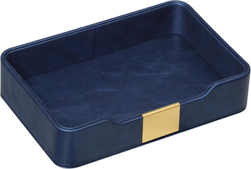 PU Leather Valet Tray, Nightstand Organizer, Catchall Tray, Blue