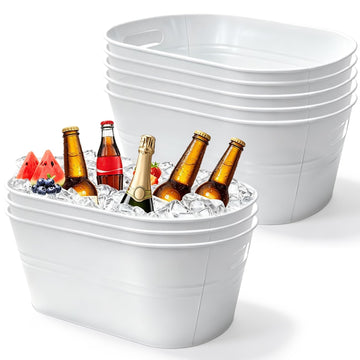 8 Pack 4 Gallon Galvanized Ice Buckets Metal Champagne Drink Cooler Ice Tub with Carry Handles for Beer Cocktails