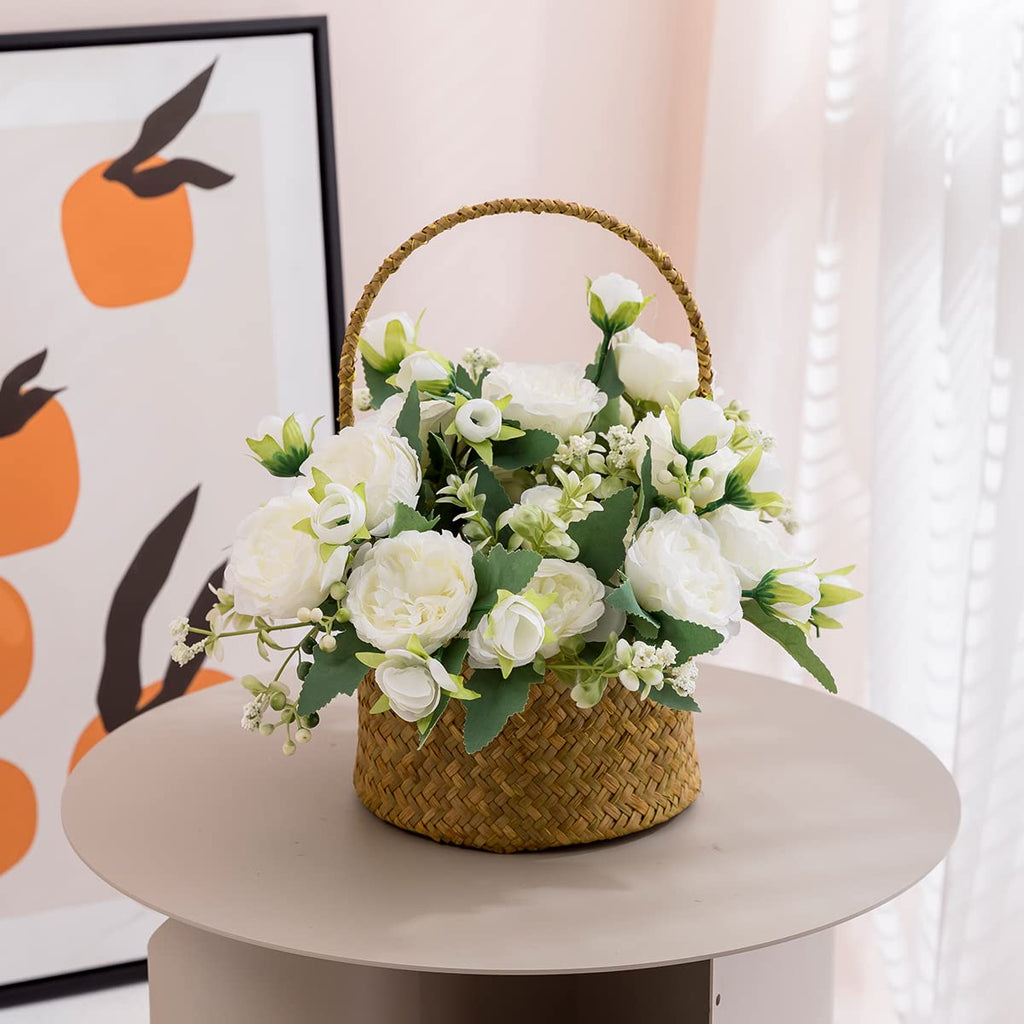 4 Bunches Peony Artificial Flowers White Flowers Silk Peonies Bouquets for Wedding Party Table Centerpieces Floral