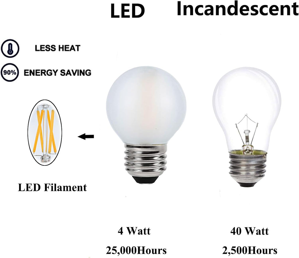 E26 LED Bulb 40 Watt Dimmable G16.5 Frosted Globe Light Bulbs