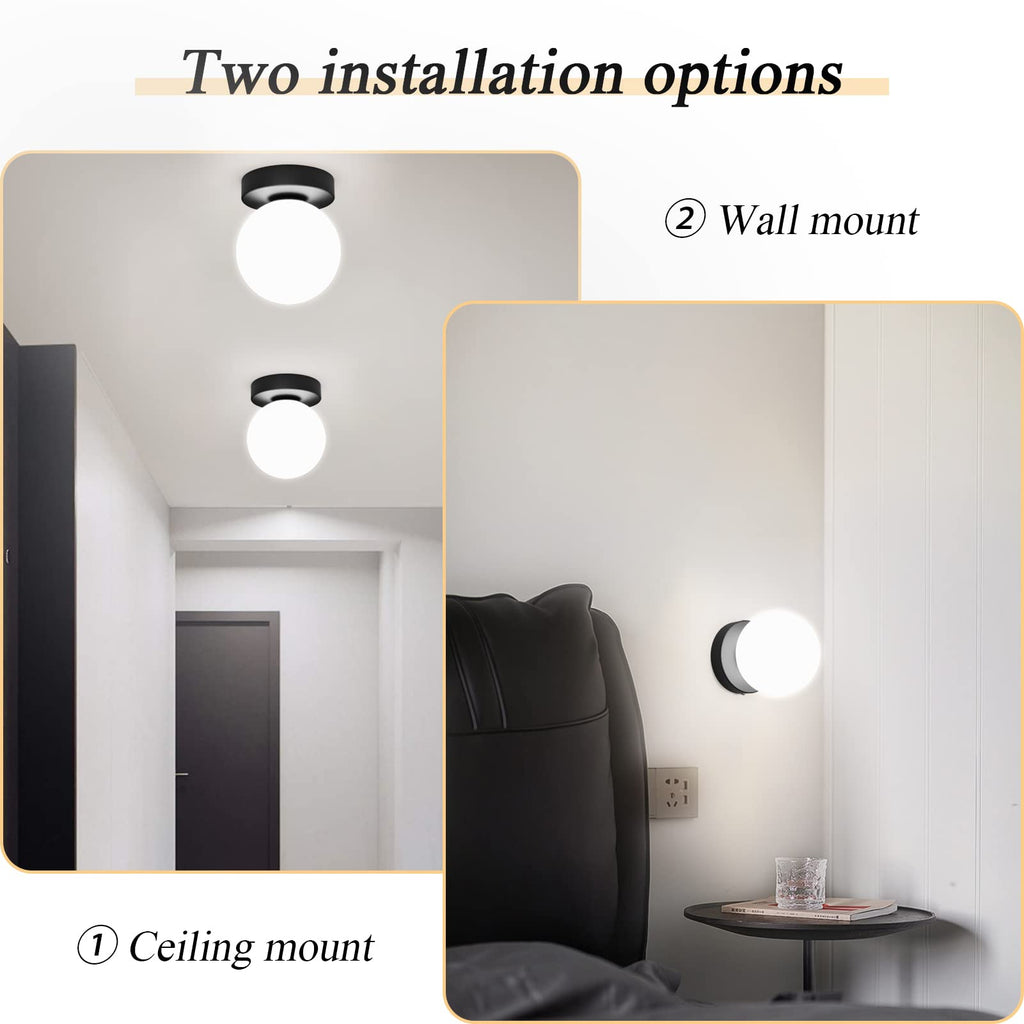 Wall Sconces Set of Two, Matte Black Globe Wall Light Fixture,2 Packs