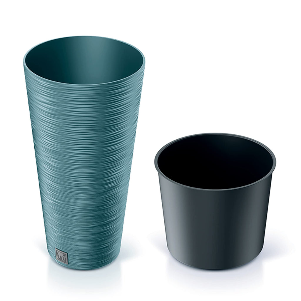 Scandinavian Blue Planter with Reservoir, Furu Collection, 30 x 30 x 57.5 cm, 15 Litre Capacity, 30 x 30 x 57, 5 cm