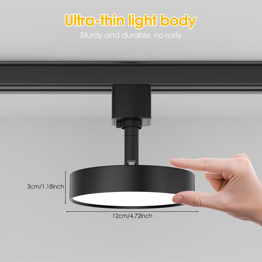 Diffuse LED Track Lighting Heads H Type, 12W 3000K, 4 Pack Black