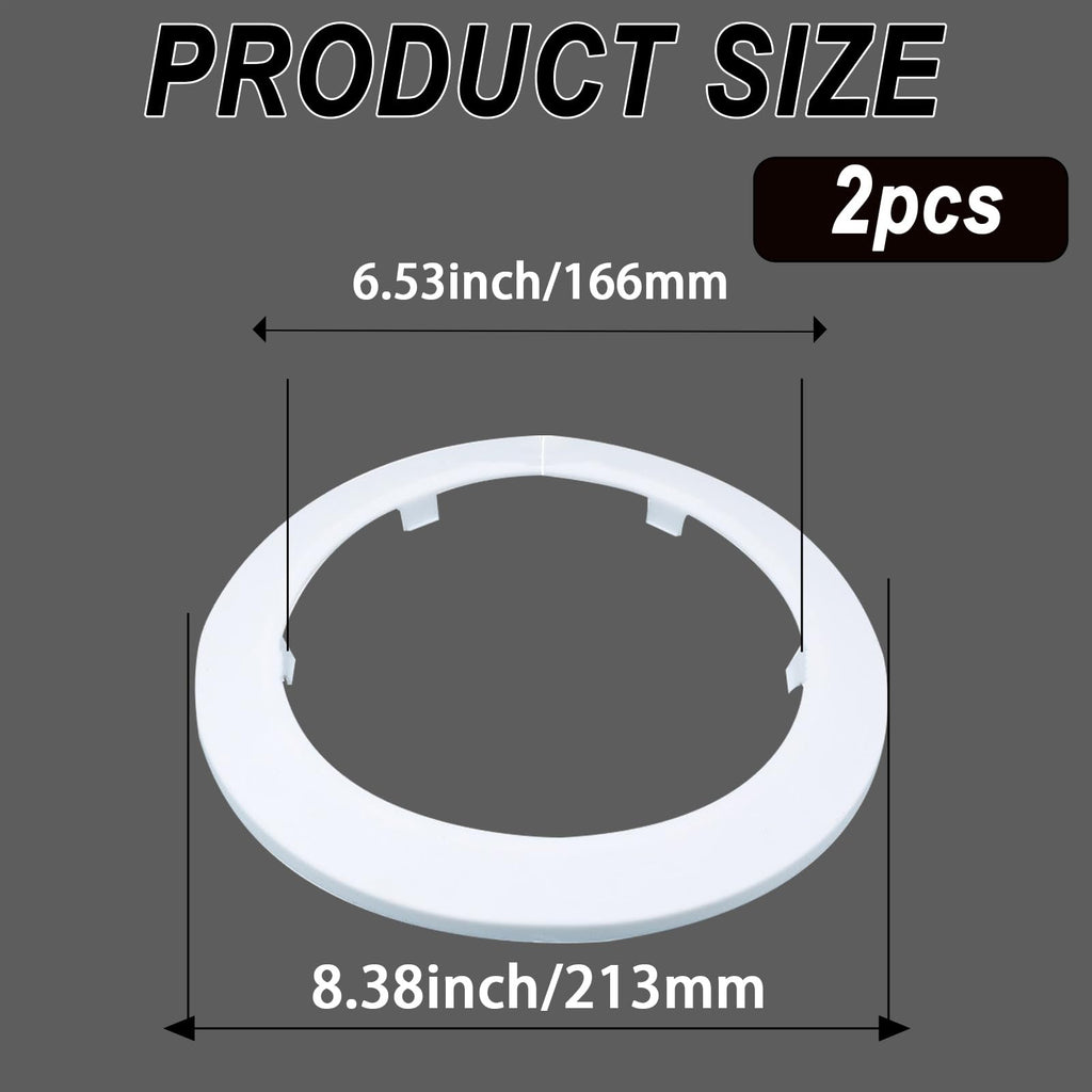 160mm Pipe Cover Decoration; Fit 6.29" Outer Diameter Pipe/Hole; White PP Plastic Escutcheon Collar; Snap-on Water