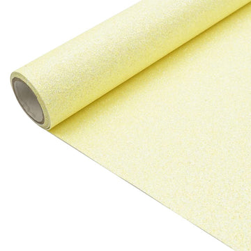 Yellow 11.8X 53 Inch (30 x 135 cm) Sparkly Superfine Glitter Leather Rolls Shiny Faux Fabric Canvas Perfect for Craft