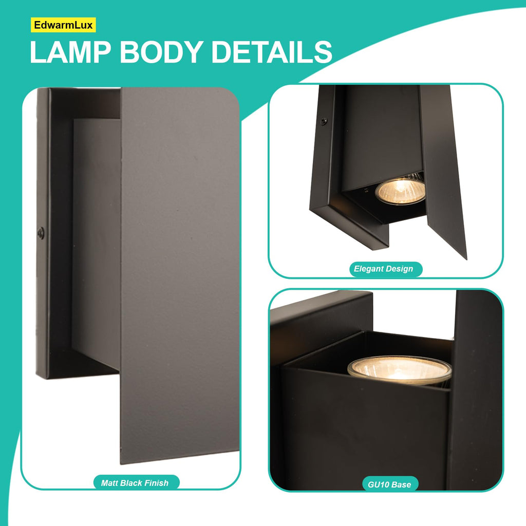 Indoor Wall Sconces, Modern Wall Lights, Up and Down Wall Mount Light, Dimmable Hardwired Wall Light, GU10 Bulbs