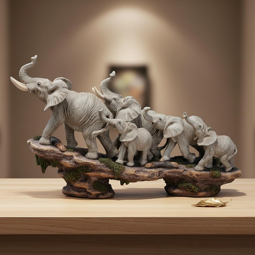 14 Inch Elephant Statue, African Family Figurine