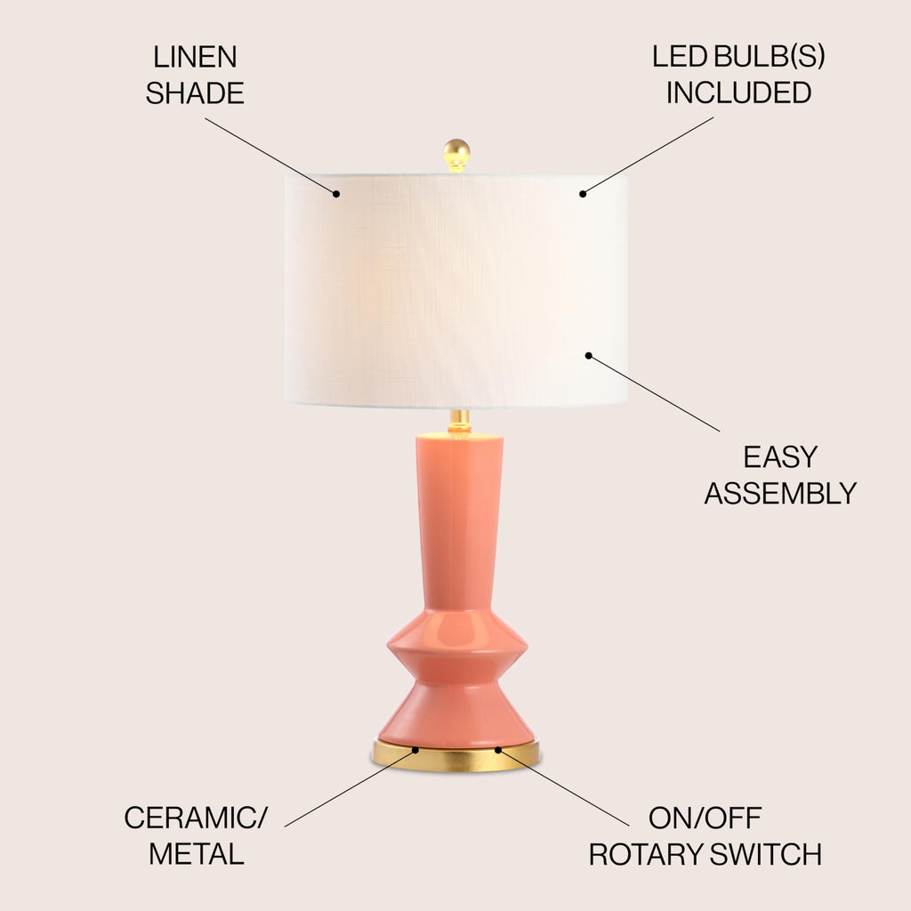 Ziggy 27" Modern Ceramic Metal Table Lamp, Coral/Gold Painting