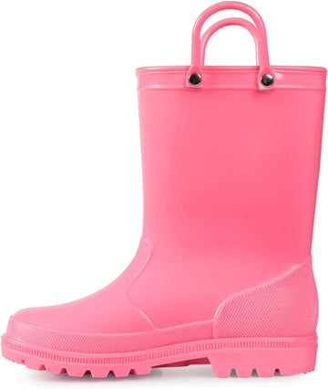 Kids Girls & Boys Rain Boots with Easy-on Handles Outdoors