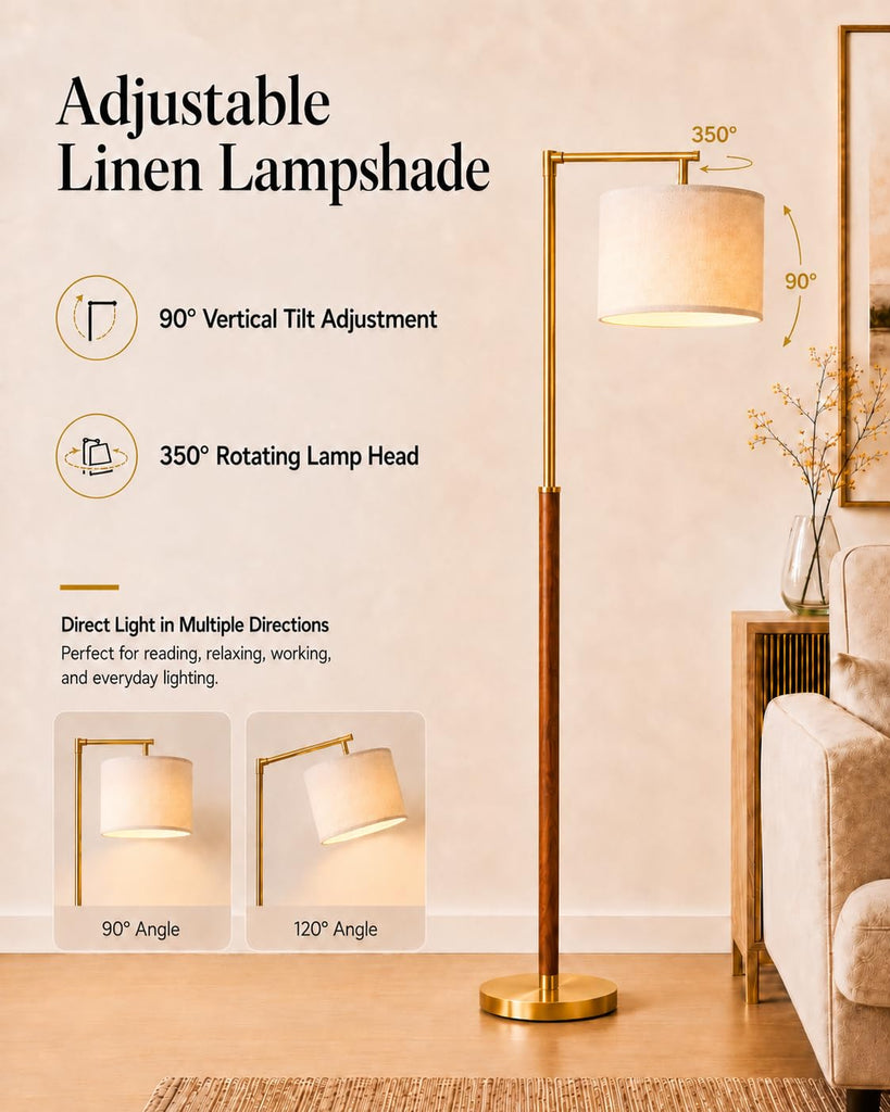 Real Wood Floor Lamps, Mid Century Modern Arc Floor Lamp