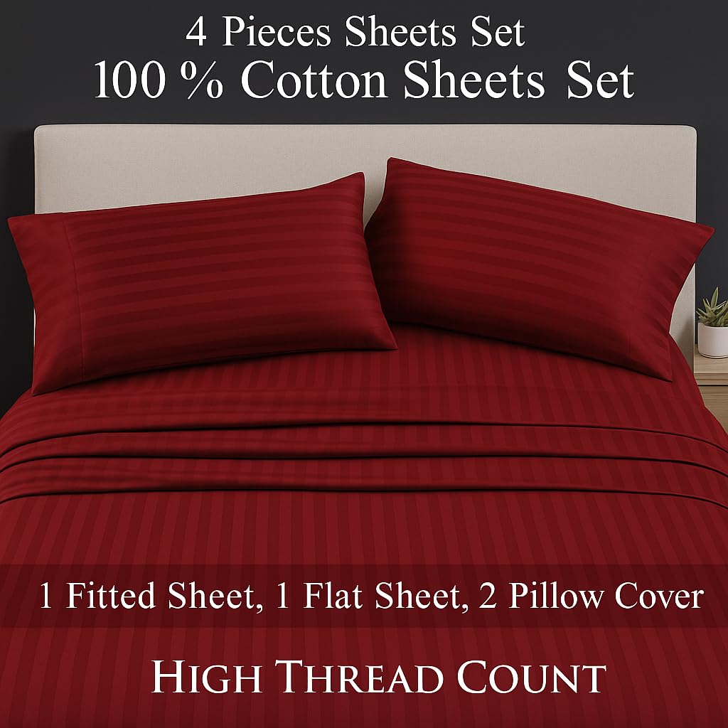 Full Size Sheets Set - 4 Piece Set - Hotel Luxury Bed Sheets - Extra Soft - 24" Deep Pockets - Easy Fit - Breathable