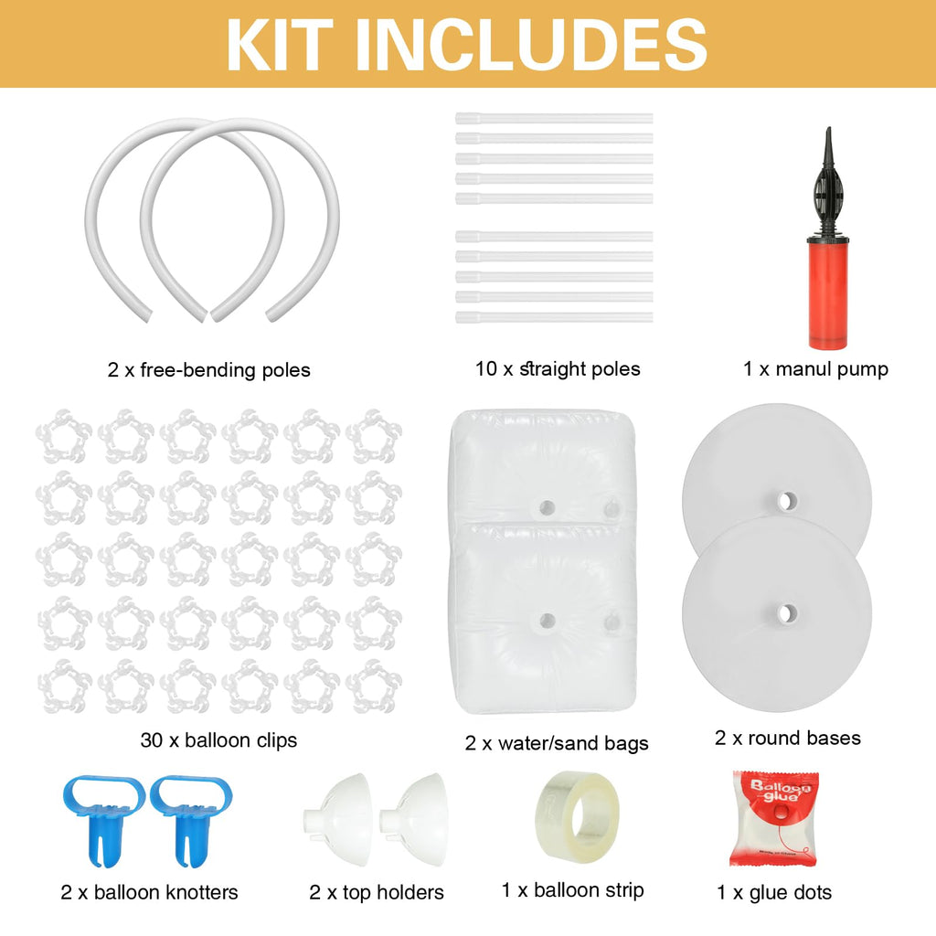 Balloon Arch Kit, Bendable 8FT and 6FT Half Balloon Arch Stand