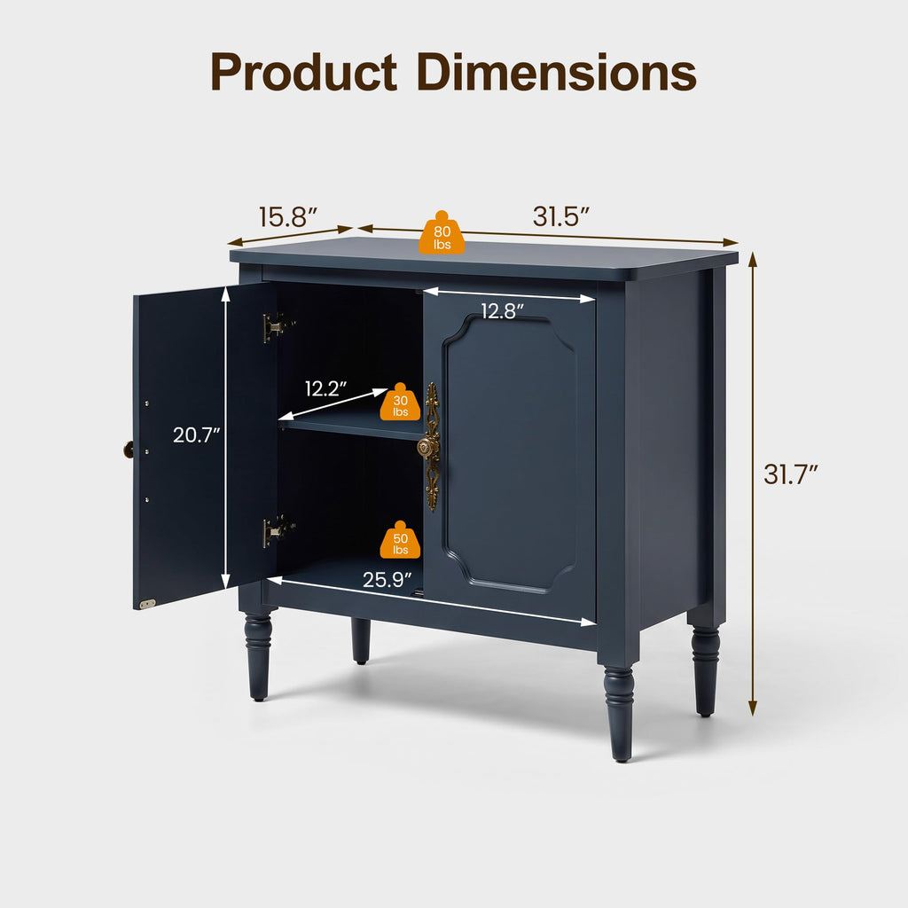 Buffet Cabinet with Storage, Painted Sideboard Coffee Bar, Blue