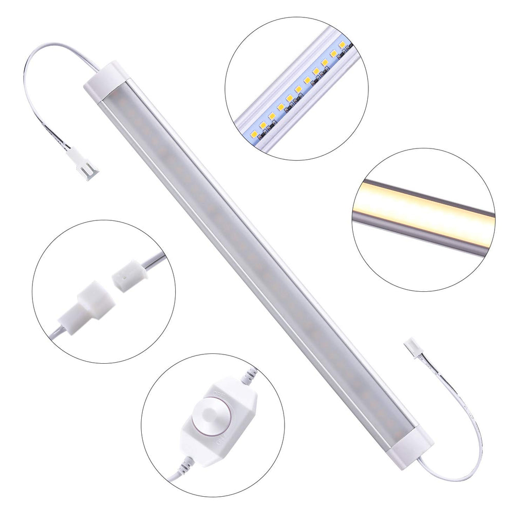 Under Cabinet Lighting Wired Plug in or Hardwired Cold White 6000K, 8 Pack 11inch Linkable Dimmable LED Under Cabinet