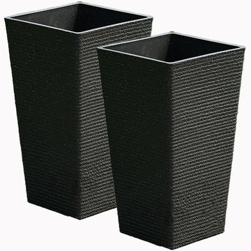 2 Sets Tall Black Planters for Porch Patio, Front Door Decor 21" H