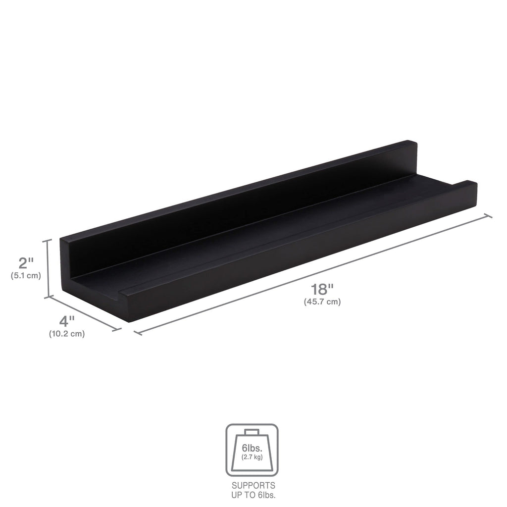 Floating MDF Photo Ledge, 18-Inch, Black