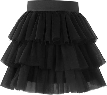 Girls Layered Tutu Skirt Ruffle Tiered Tulle Party Dance Skirt