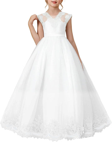 Flower Girl Dress Embroidery Tulle Wedding Satin Princess Dresses