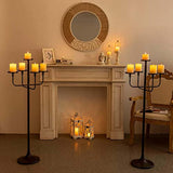 48inch Tall Candlestick Holders Floor Candelabra Black 5 Arms Candle Holders for Pillar Candles Flower Centerpiece